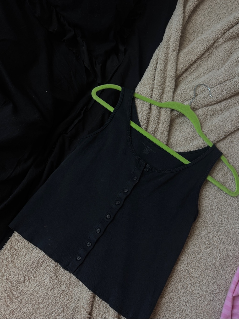Brandy Melville Black Button-Front Tank Top